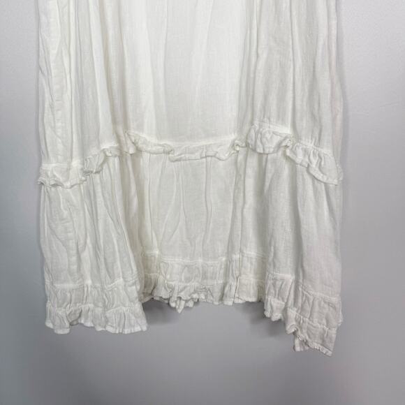 Rails Small S White Sandy Dress Tiered Ruffle Square Neck Linen Blend Mini Flowy - Picture 7 of 12